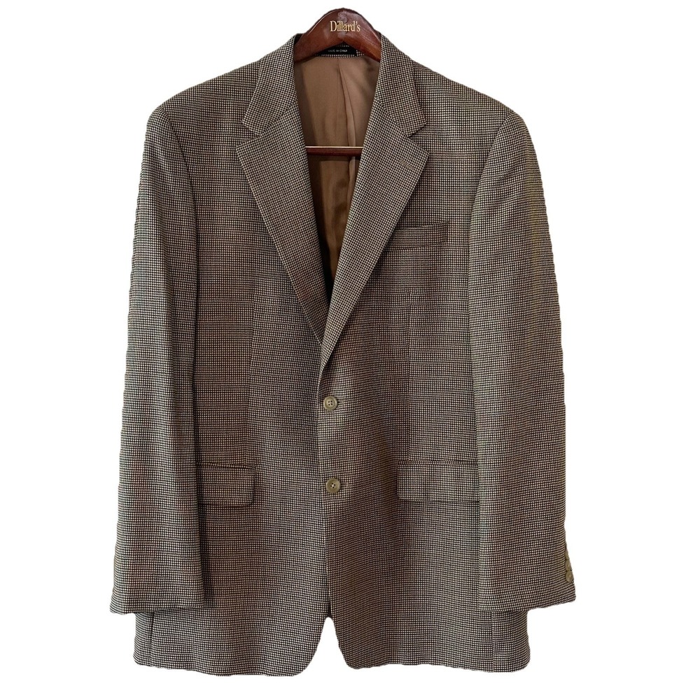 Lauren Ralph Lauren Mens 100% Wool Blazer Houndstooth Multi Sport Coat Sz 42L